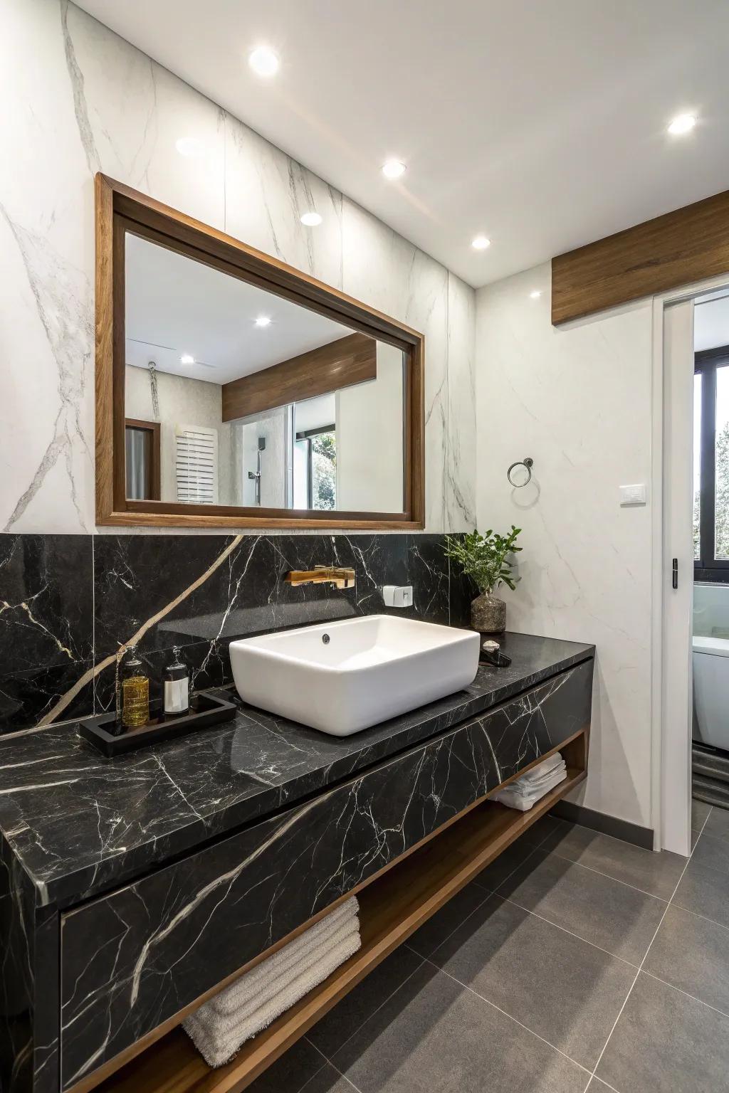 Captivating stone enhances luxury and sophistication.
