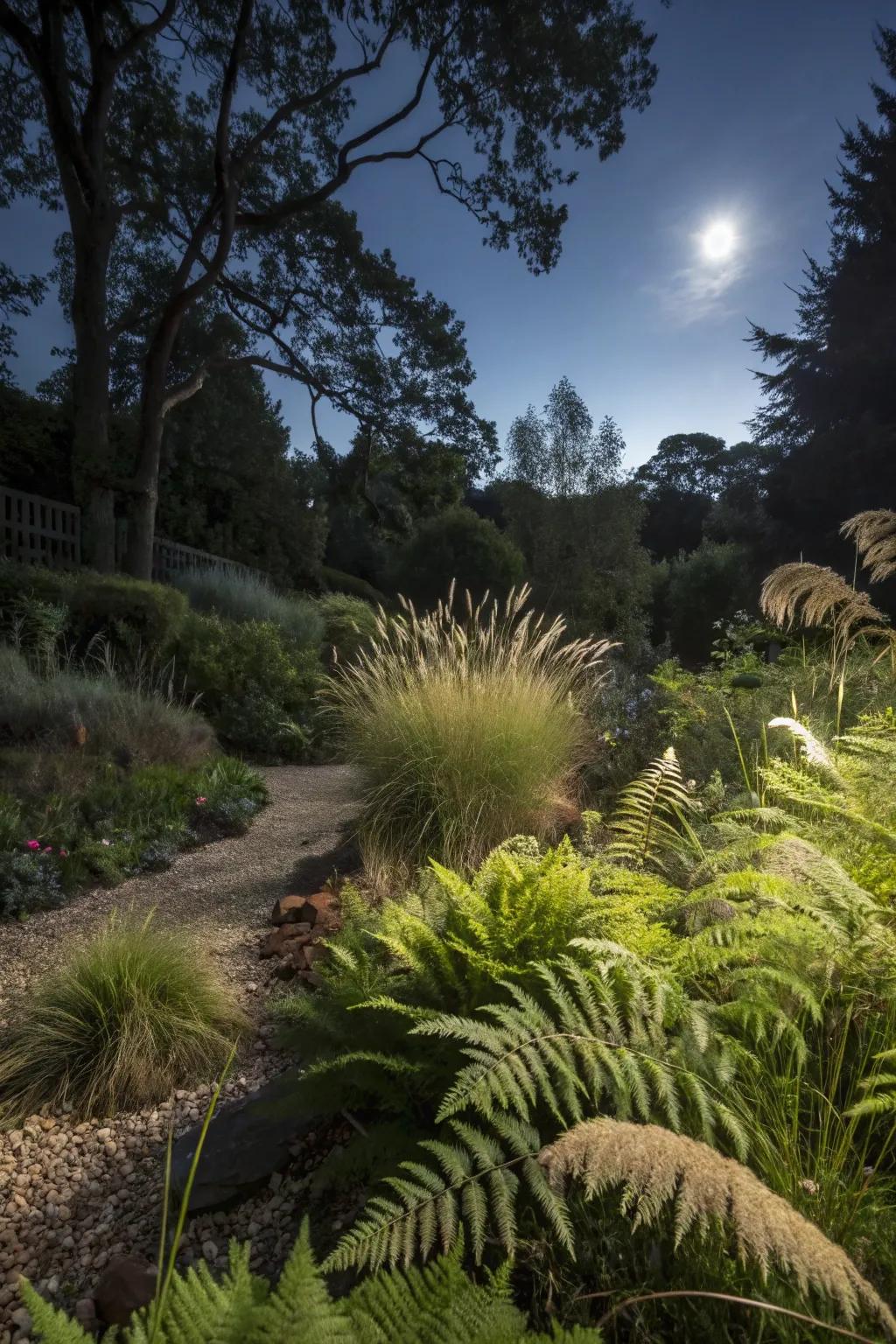 Diverse flora textures shape depth and appeal.