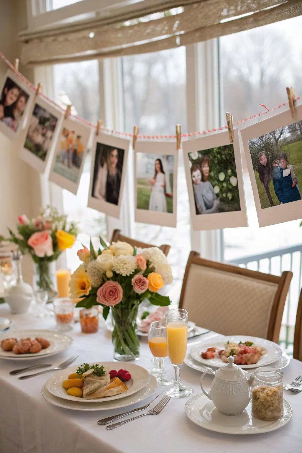A family photo display stirs nostalgia and warmth.