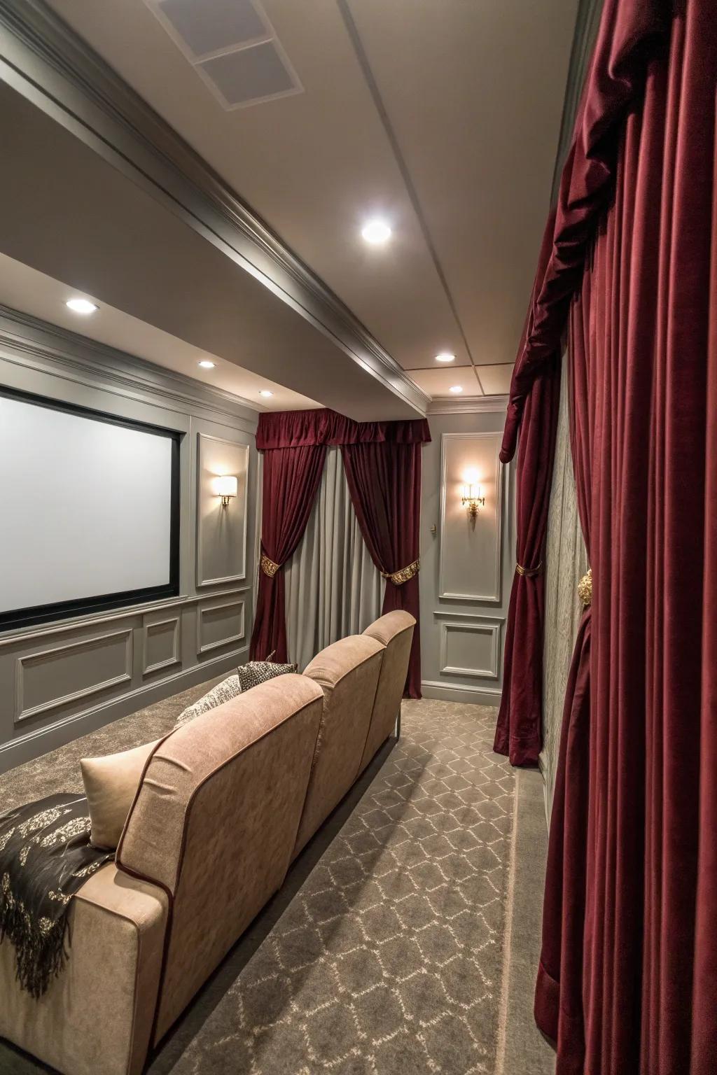 Curtains can enhance both style and function in your theater.