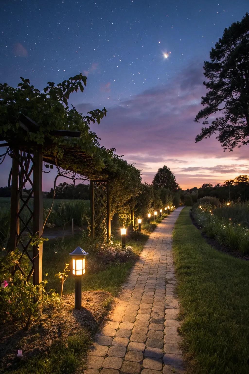 Garden lights powered by the sun bringing magic to the yard.