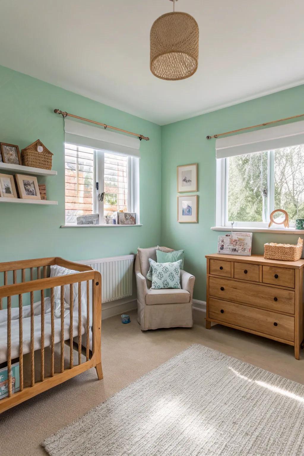A vibrant nursery featuring fresh emerald green tones.