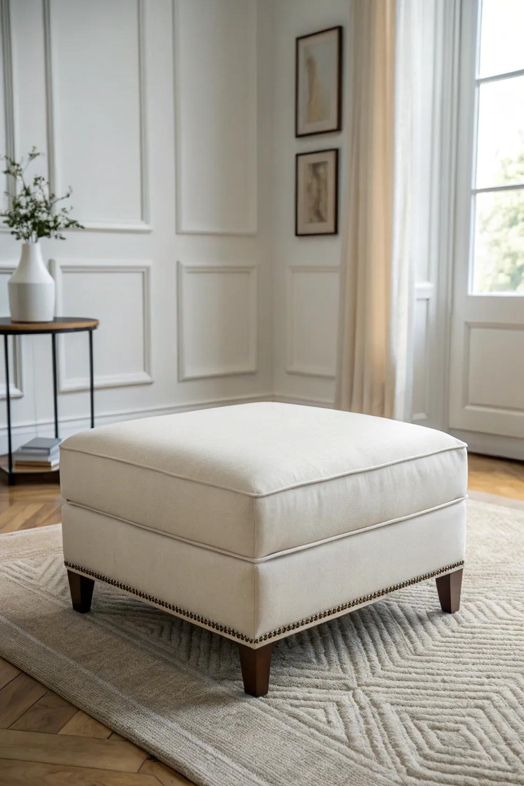 Streamlined ottoman enhancing minimalist décor
