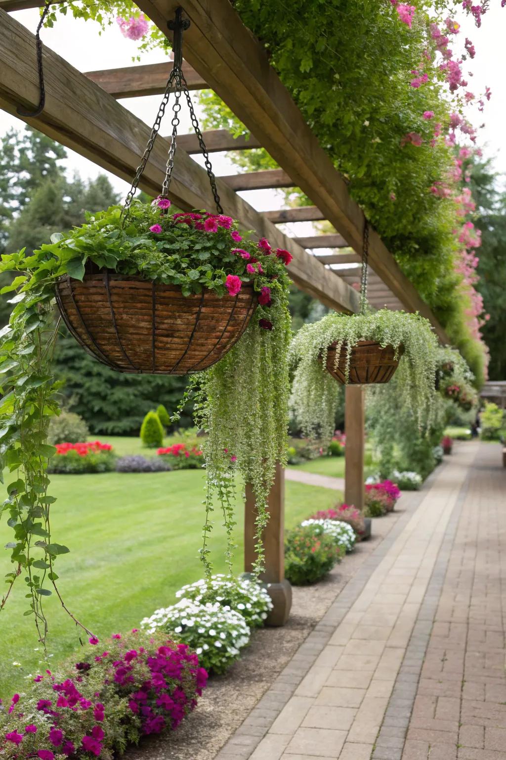 Dangling gardens injecting dimension and drama into the space.