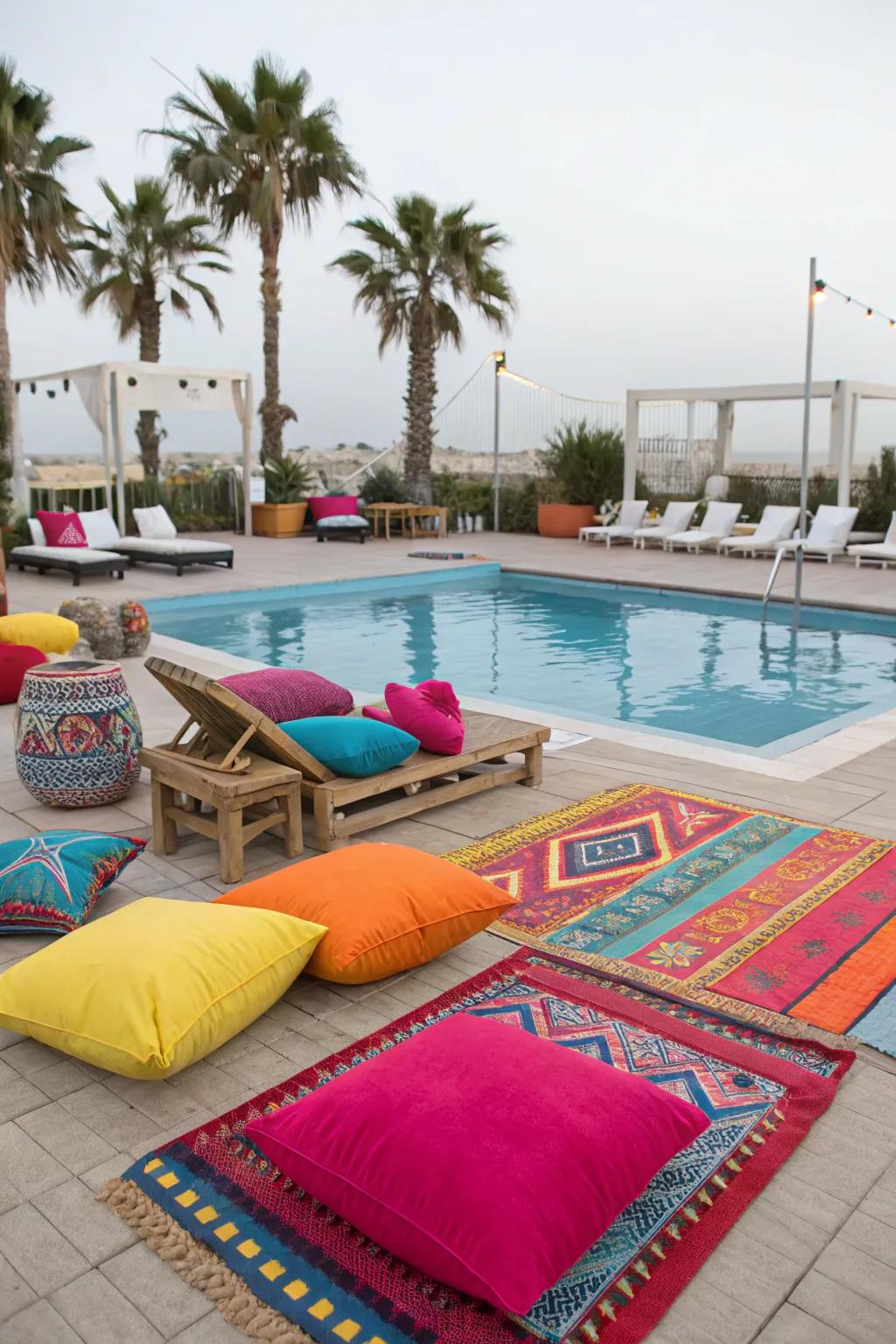 Daring colors energize and refresh your poolside décor.