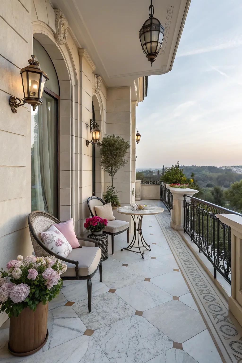 Introduce a touch of luxury with marble-look tiles.