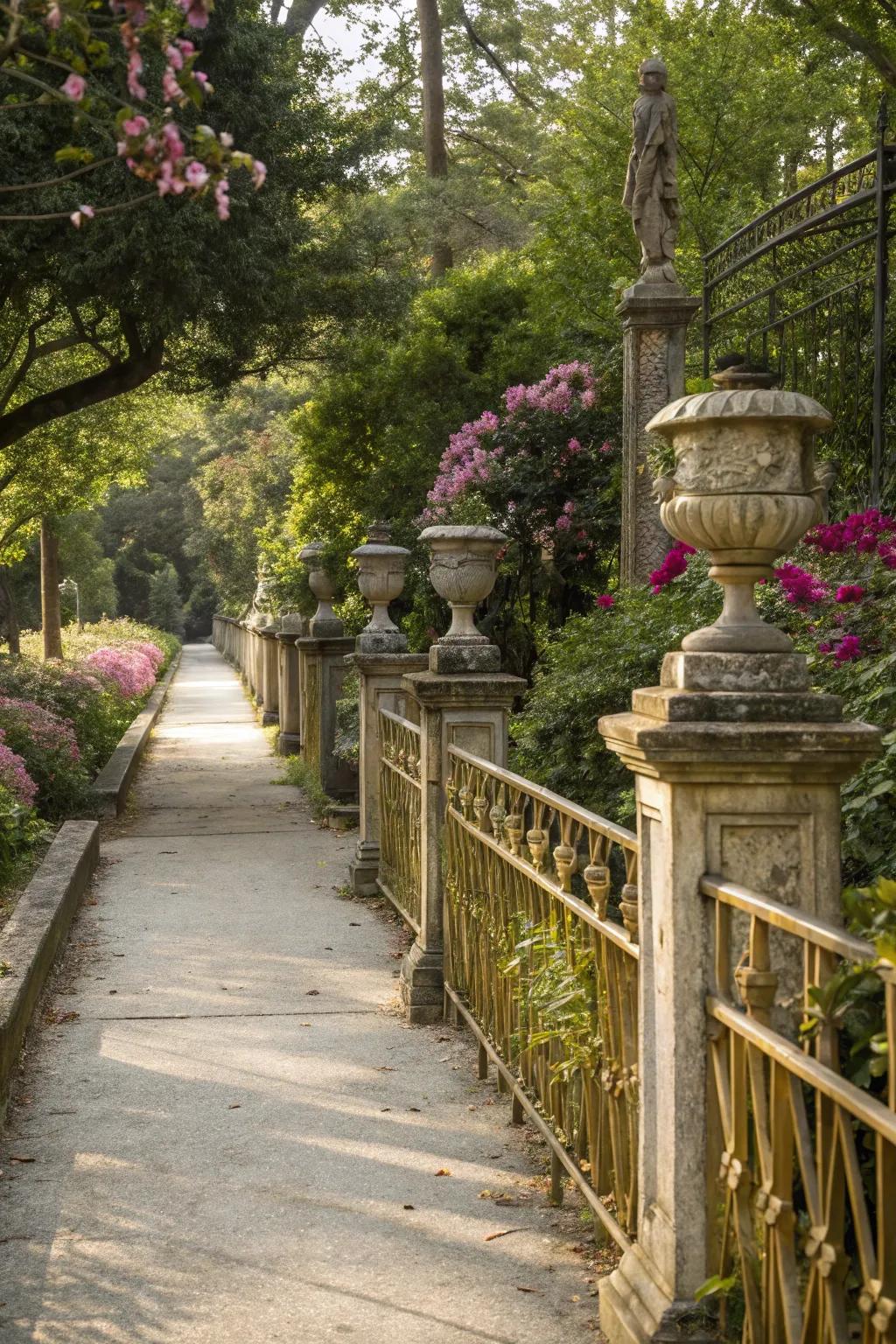 Antique-finished boundaries bring nostalgic allure to routes.
