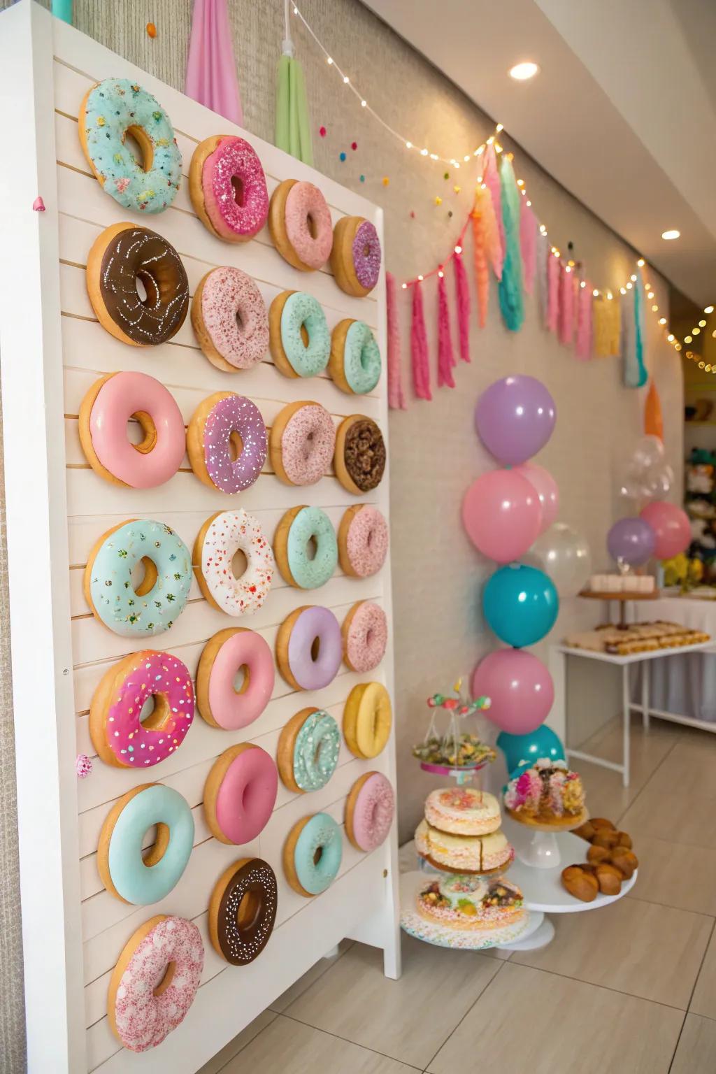 A playful doughnut structure offering a fun and tasty treat.