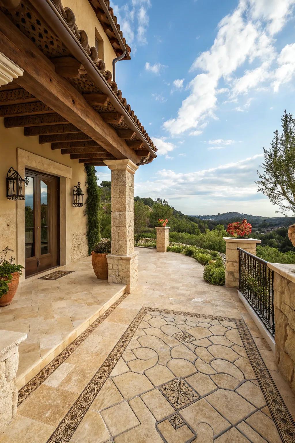 Achieve Mediterranean elegance with travertine squares.