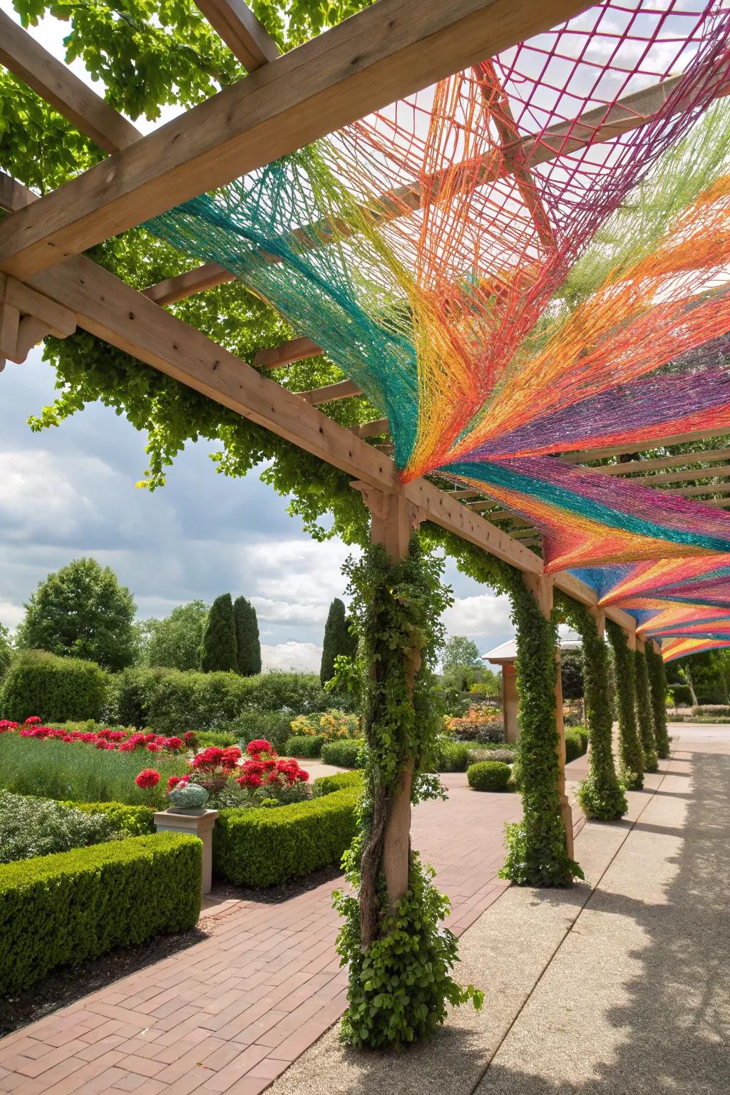 String artistry adds a modern, artistic flair to your pergola.