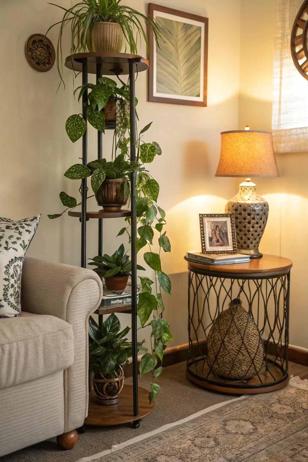 Marry function and fun using flexible plant stands.