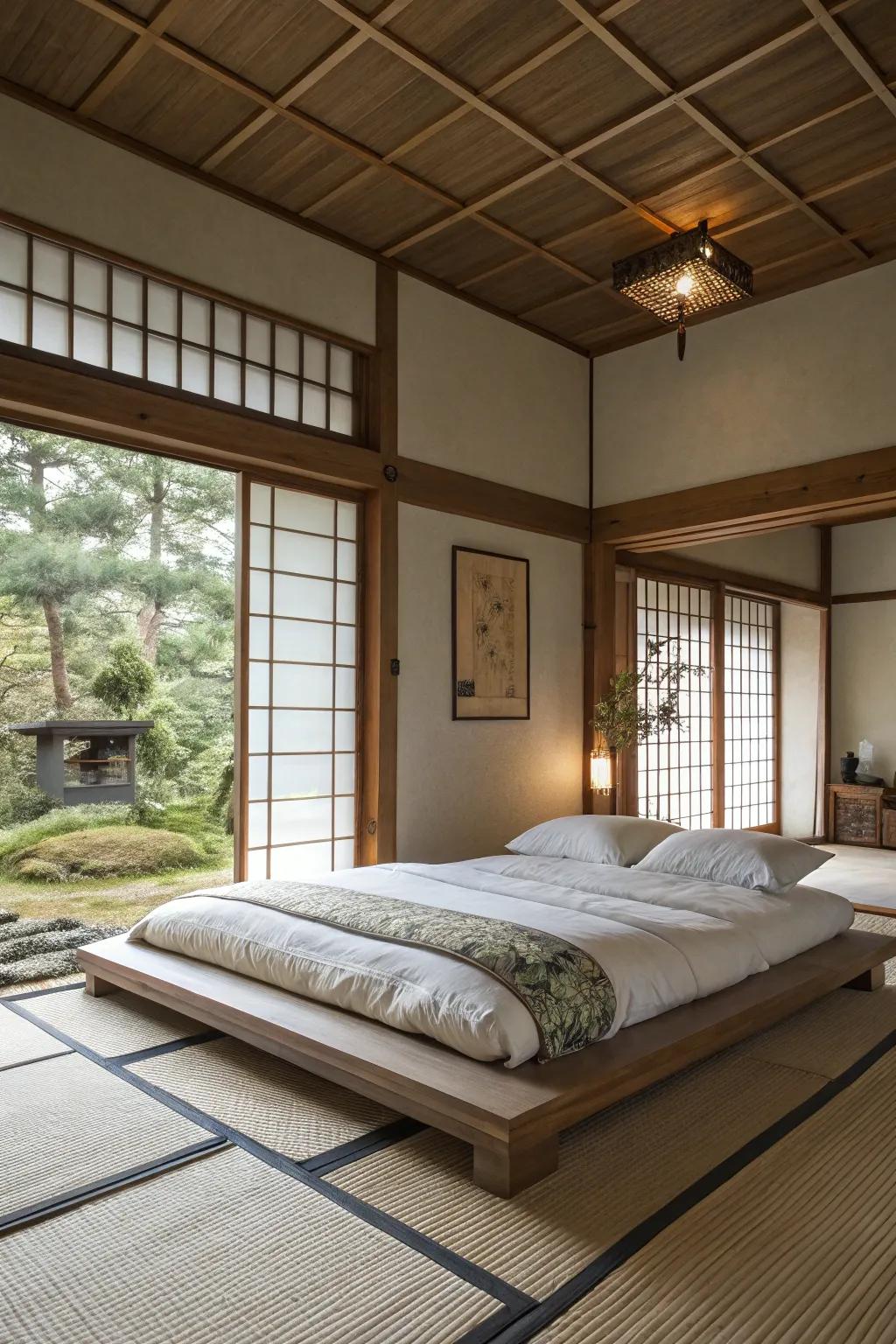 Japanese-inspired beds offer simplicity and peace.