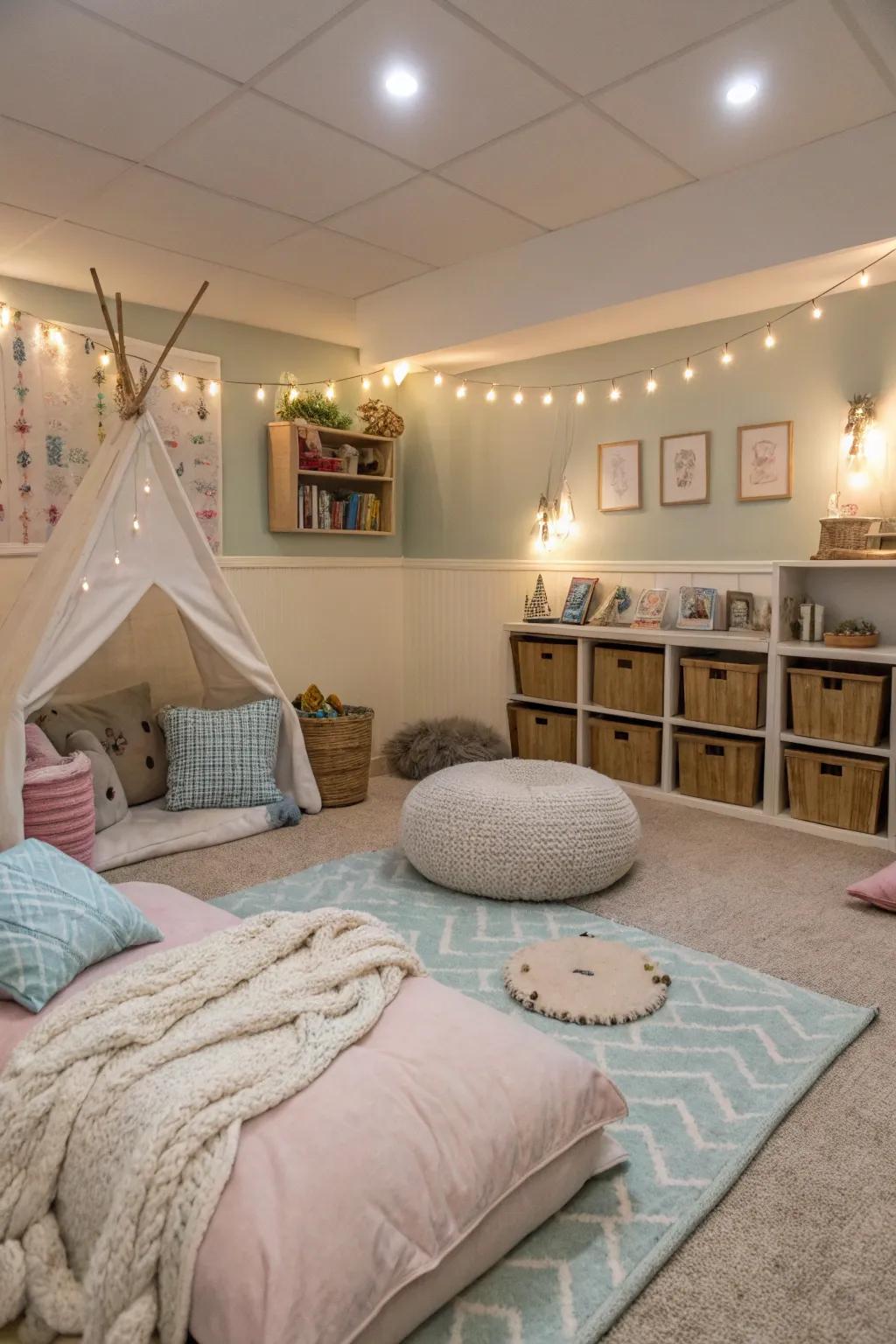 A serene relaxation zone within the amusement zone.