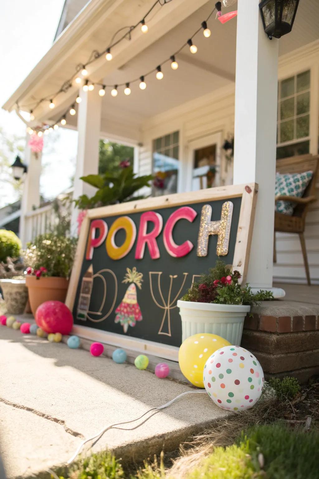 A witty board that adds a touch of fun to your veranda.