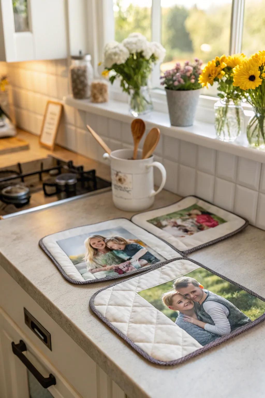 Photo-printed oven protectors transform into treasured and intimate kitchen items.