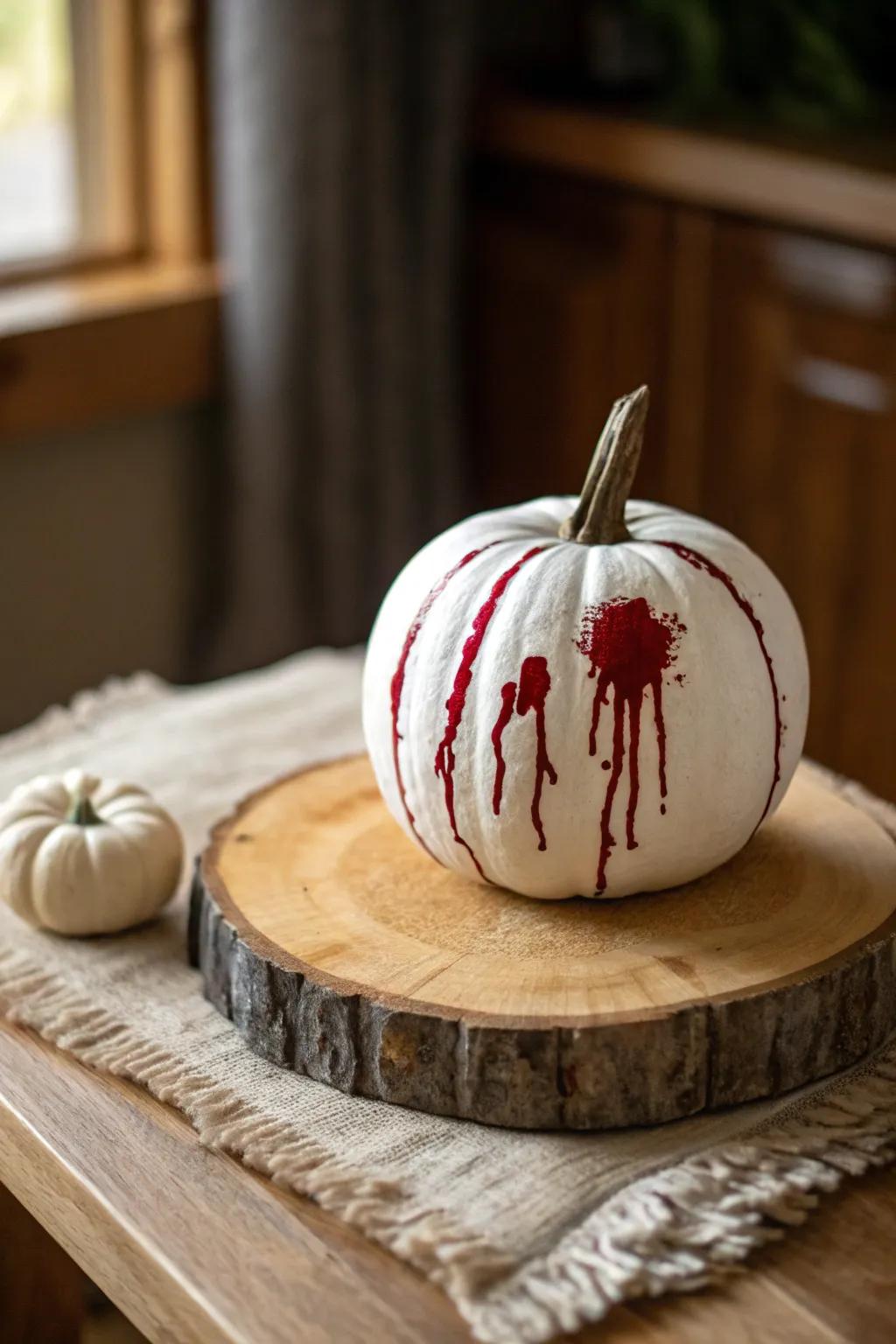 A chilling whisper of artistry: Scandinavian simplicity meets spine-chilling style. #PumpkinArt #GoryGash