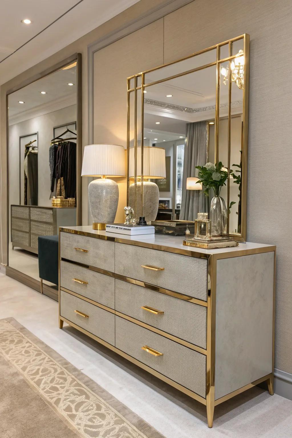 Metallic accents introduce a luxurious element to your furniture.