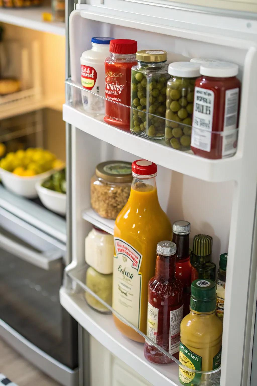 Door storage is perfect for condiments and items that last longer.