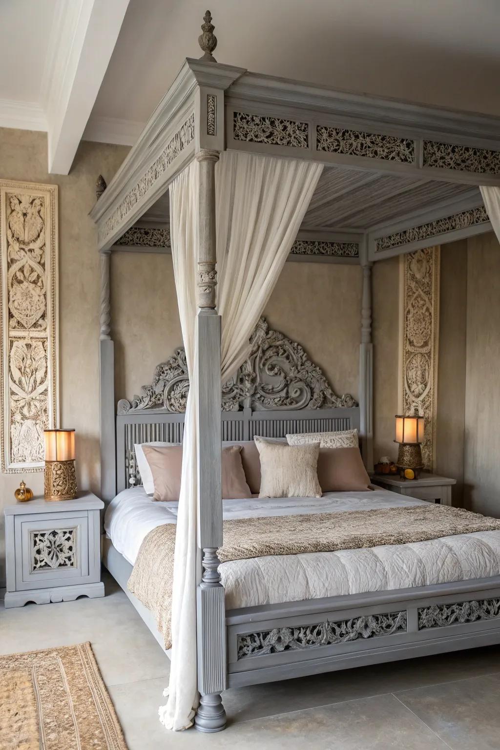 A unique bedframe, focal point.