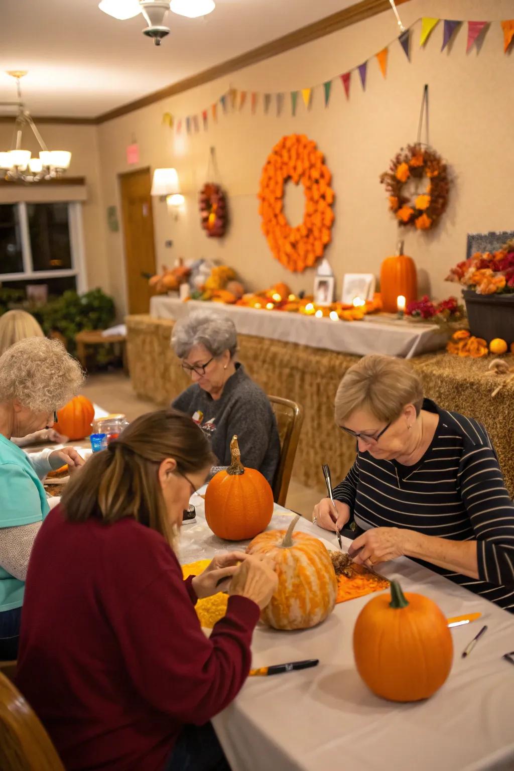 Pumpkin painting for a creative twist.