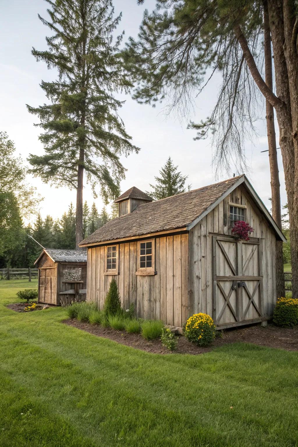 A barn-style cabin introducing functional charm to the landscape.