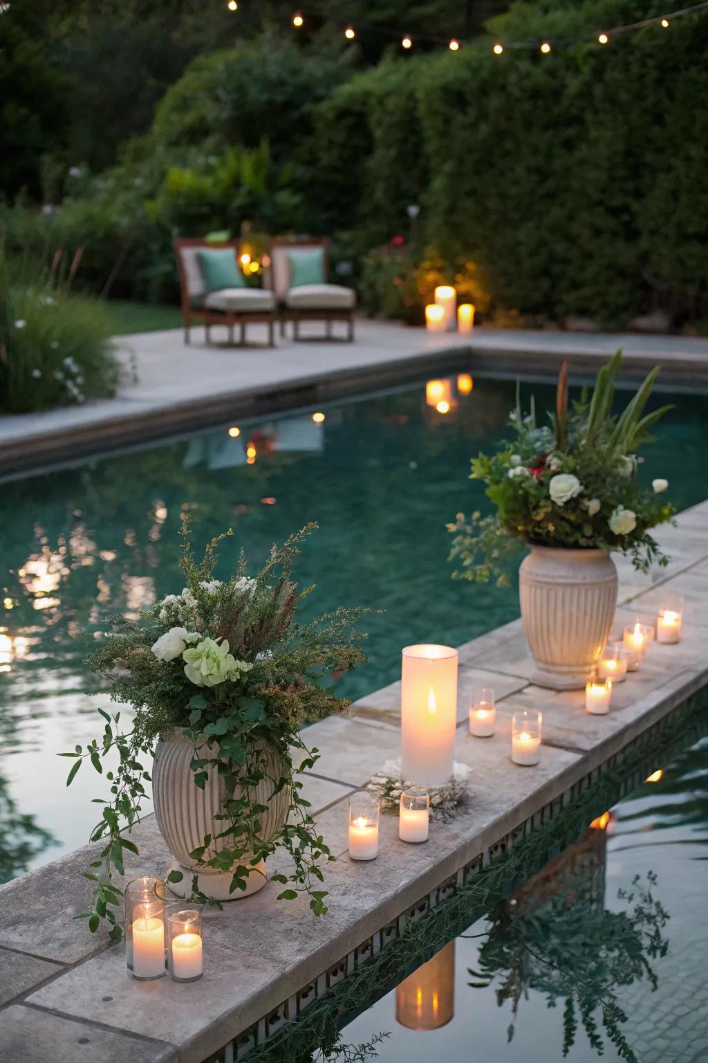 Fun floating decor adding style to the pool vibe.