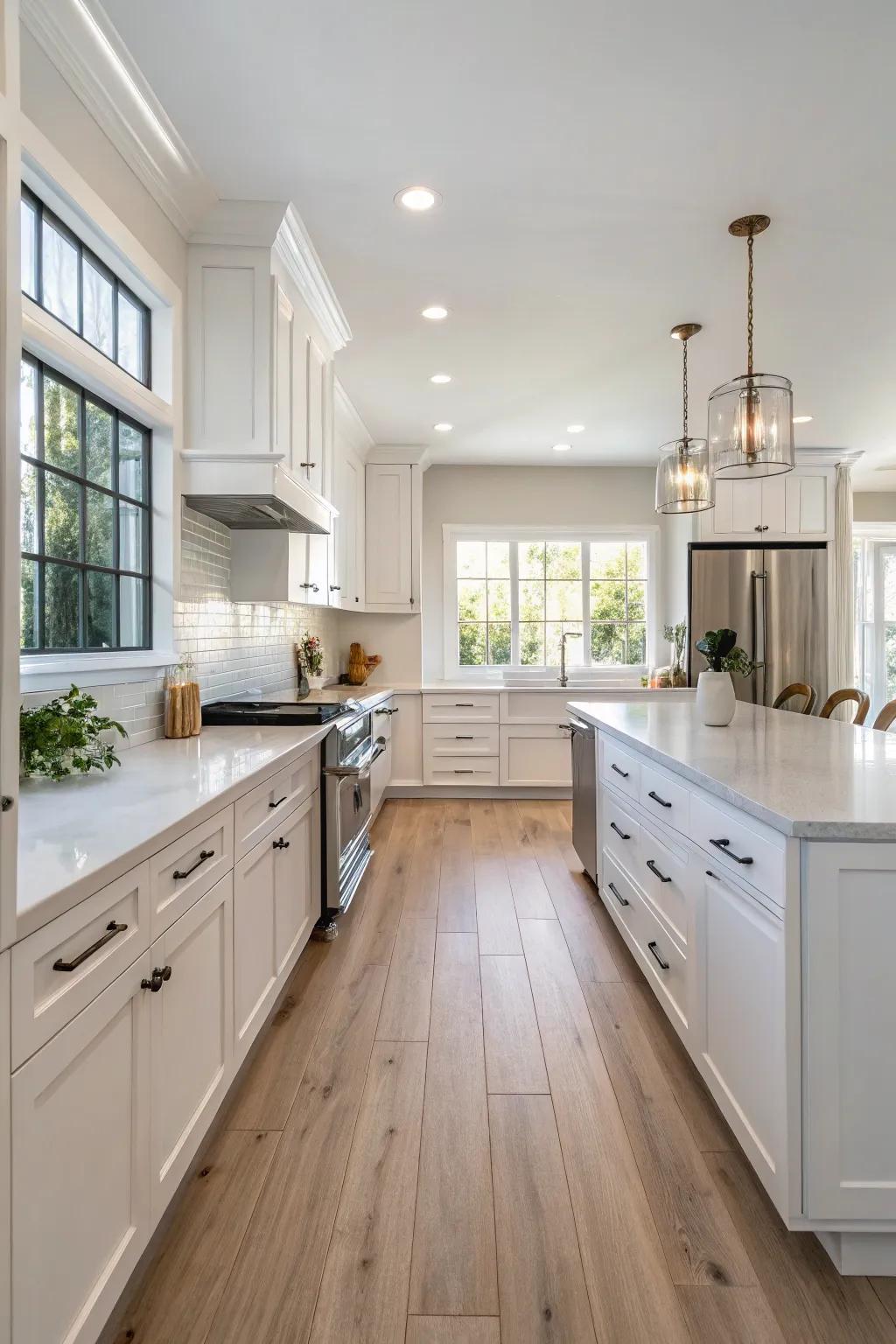 Flooring that harmonizes with the kitchen's overall design.