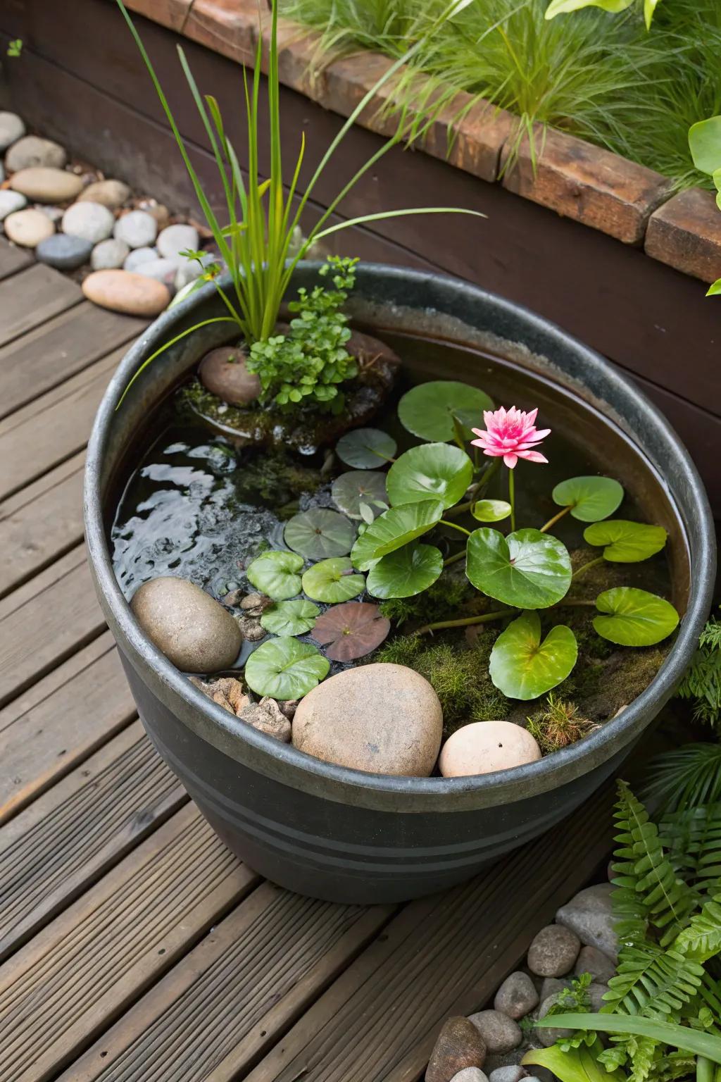 A handmade compact pond delivers a tailored feel and endless personalization options.