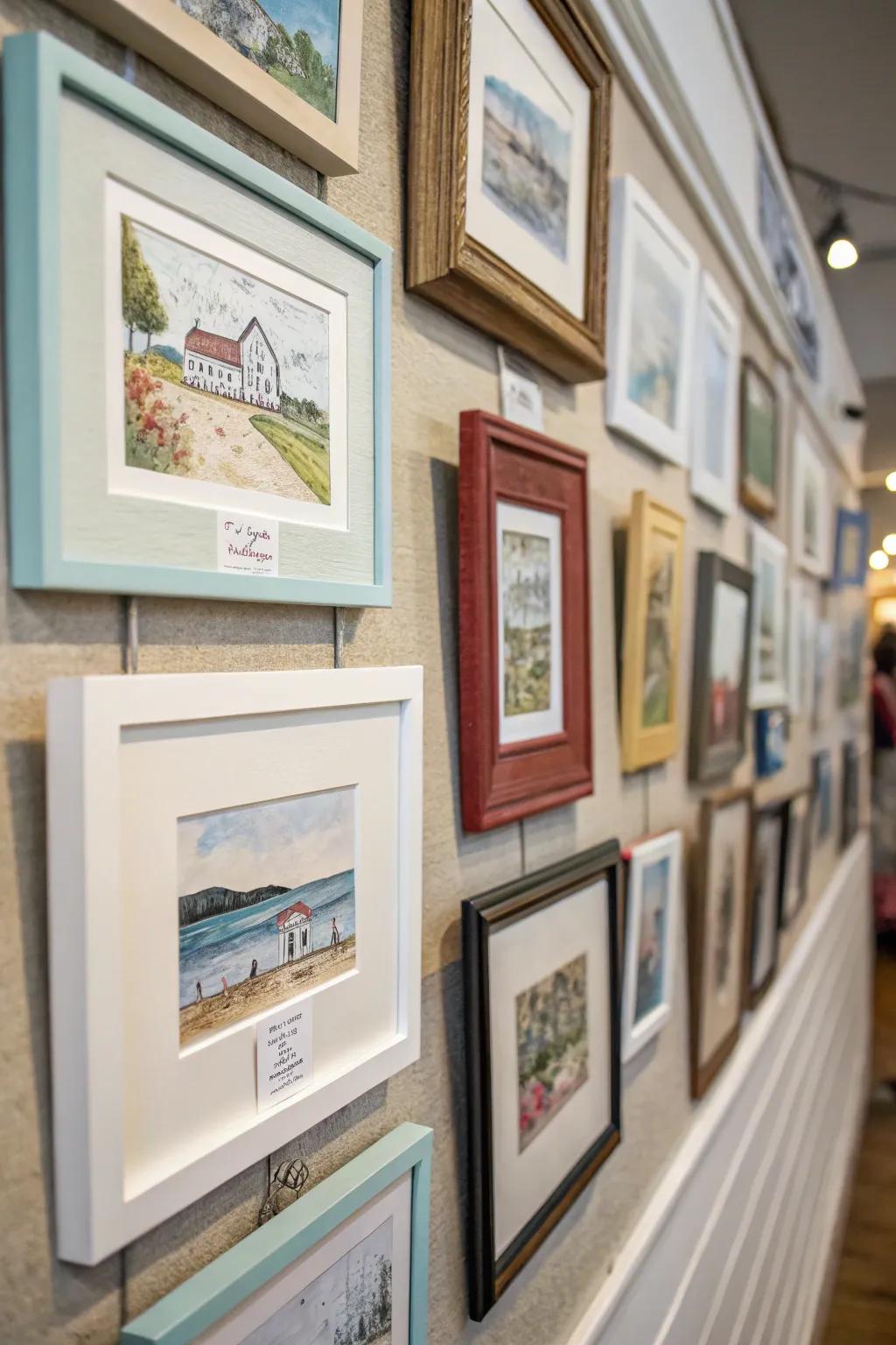 Scaled-down artistic prints showcasing originality in small areas.