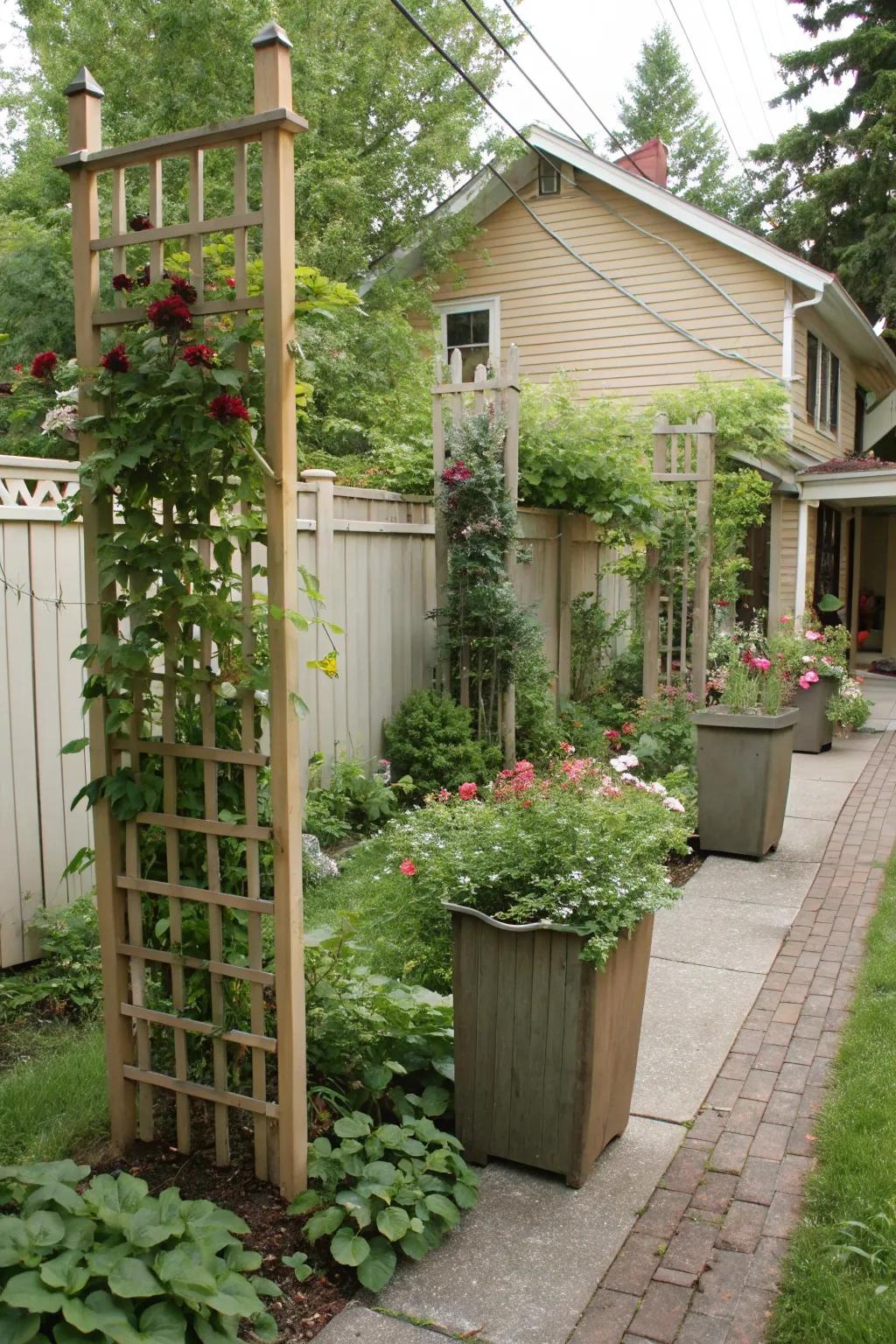 Upright components introduce height and appeal to compact areas.