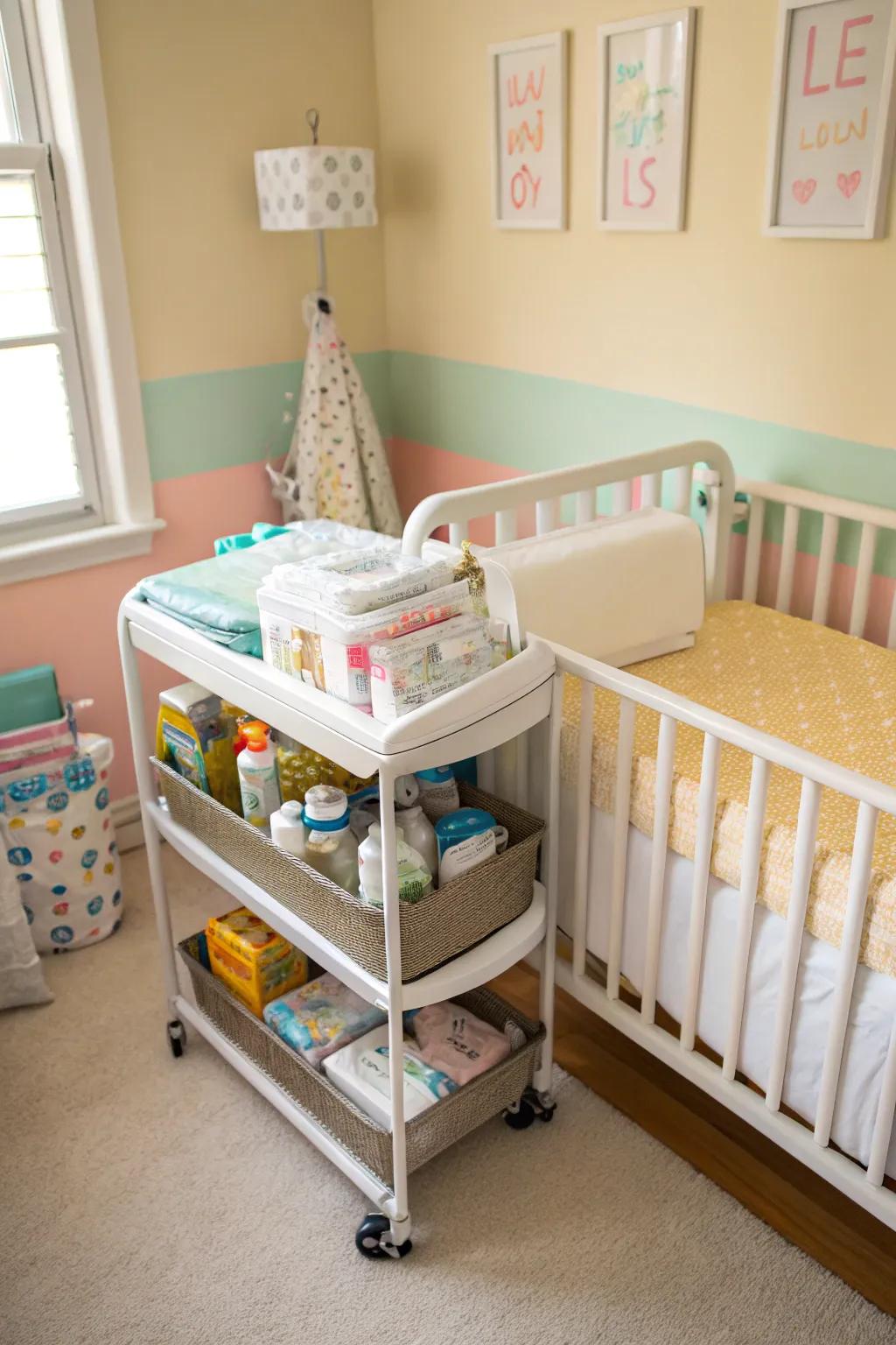 A mobile holding cart offers flexibility and accessibility.