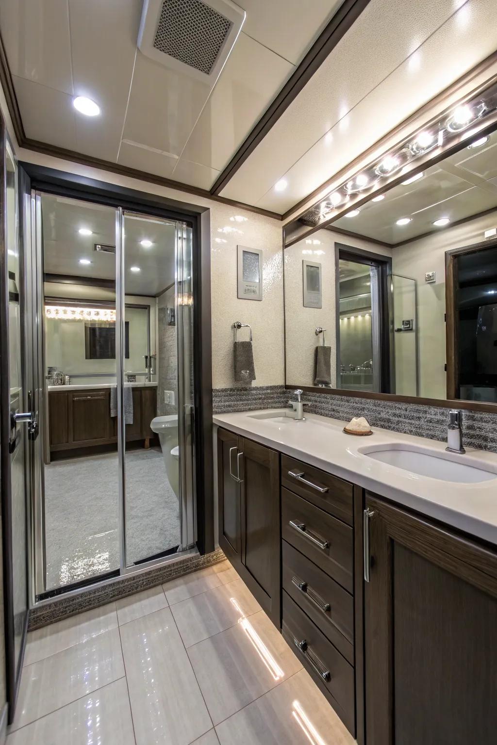 Shiny surfaces add light and a feeling of spaciousness.