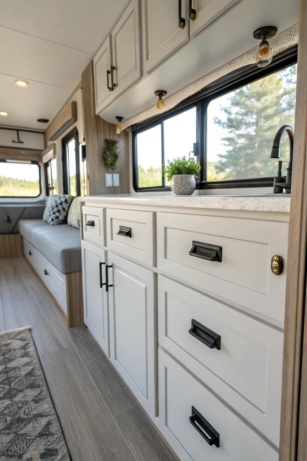 New hardware can freshen your RV's appearance rapidly and easily.