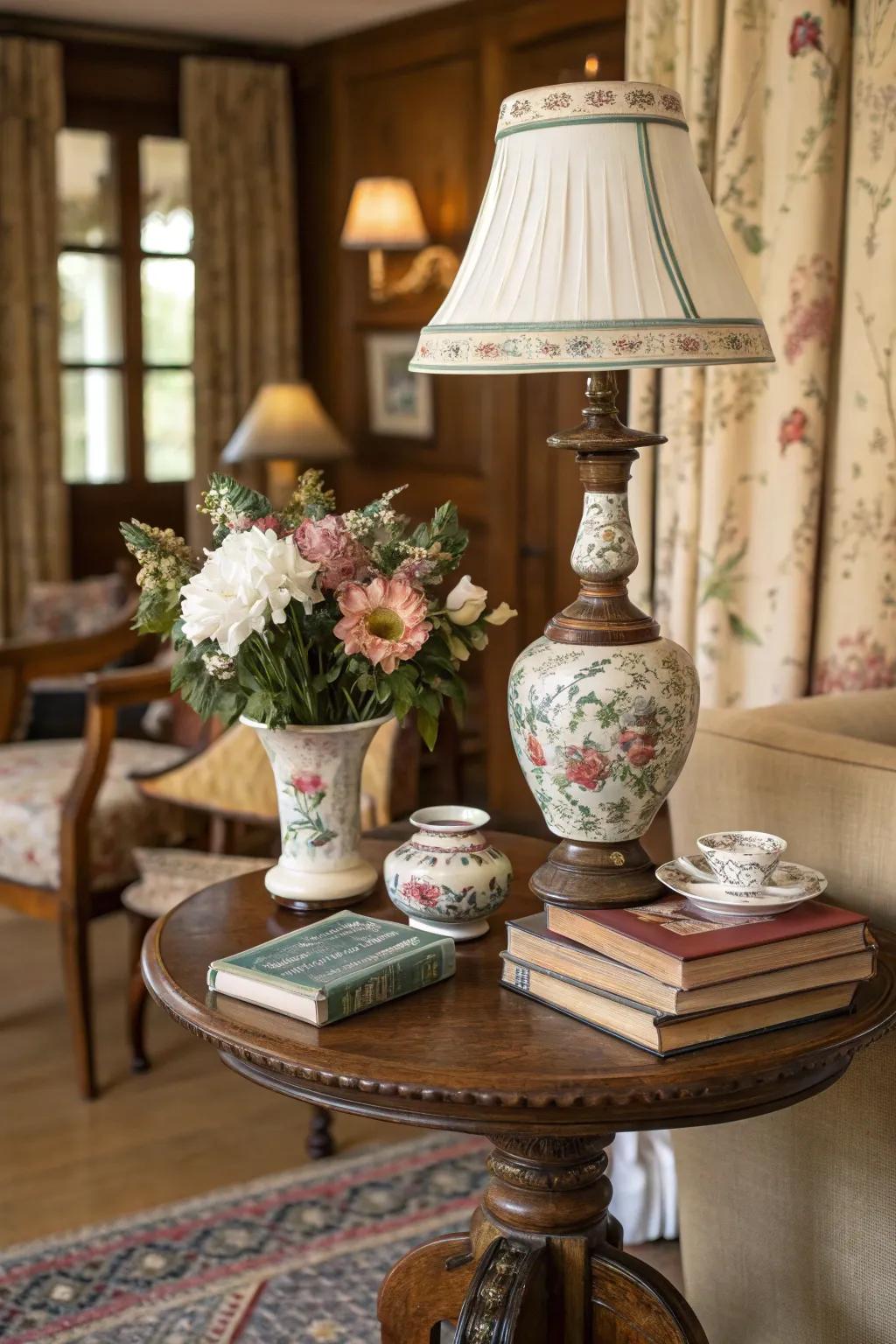 Retro treasures impart character to a side table.