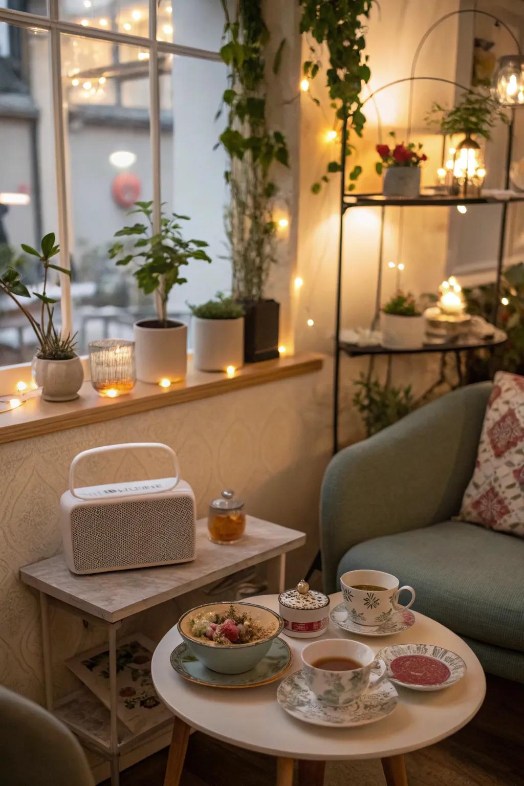 Auditory canvases add an auditory layer to your tea space's ambiance.