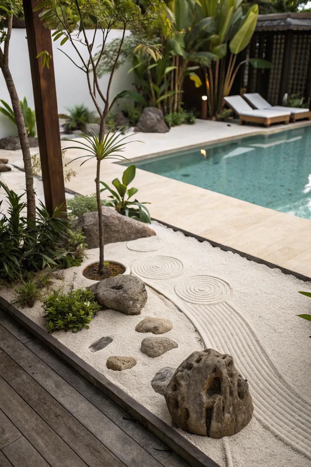 A Zen space corner offers tranquility and a space for meditation.