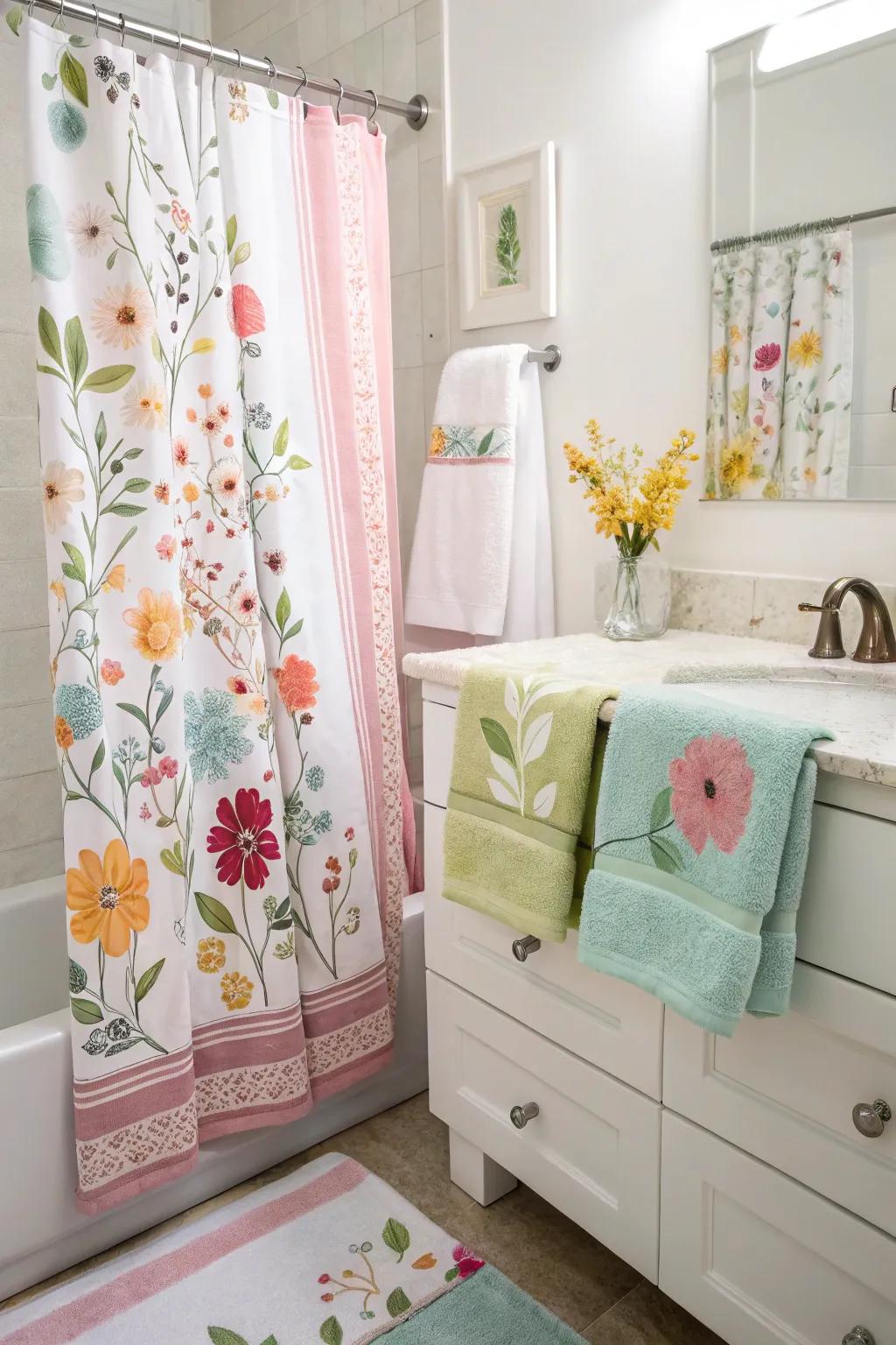Spring-themed bathroom decor can make a significant impact.
