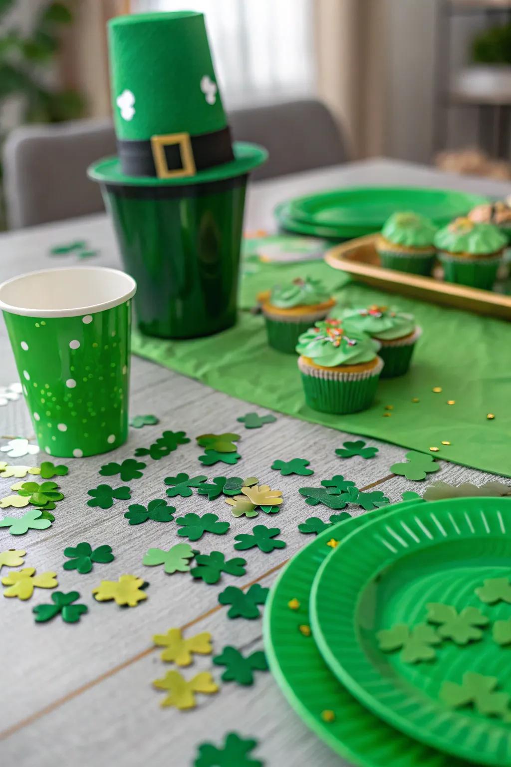 A playful touch with shamrock paper bits.