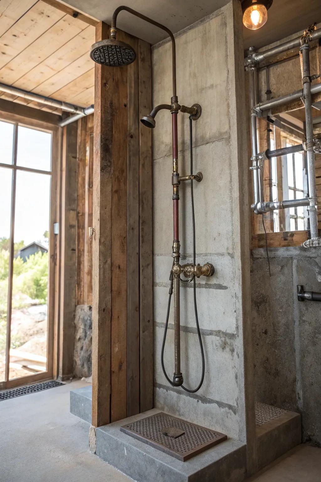 Urban industrial style brings an edgy feel to your shower.