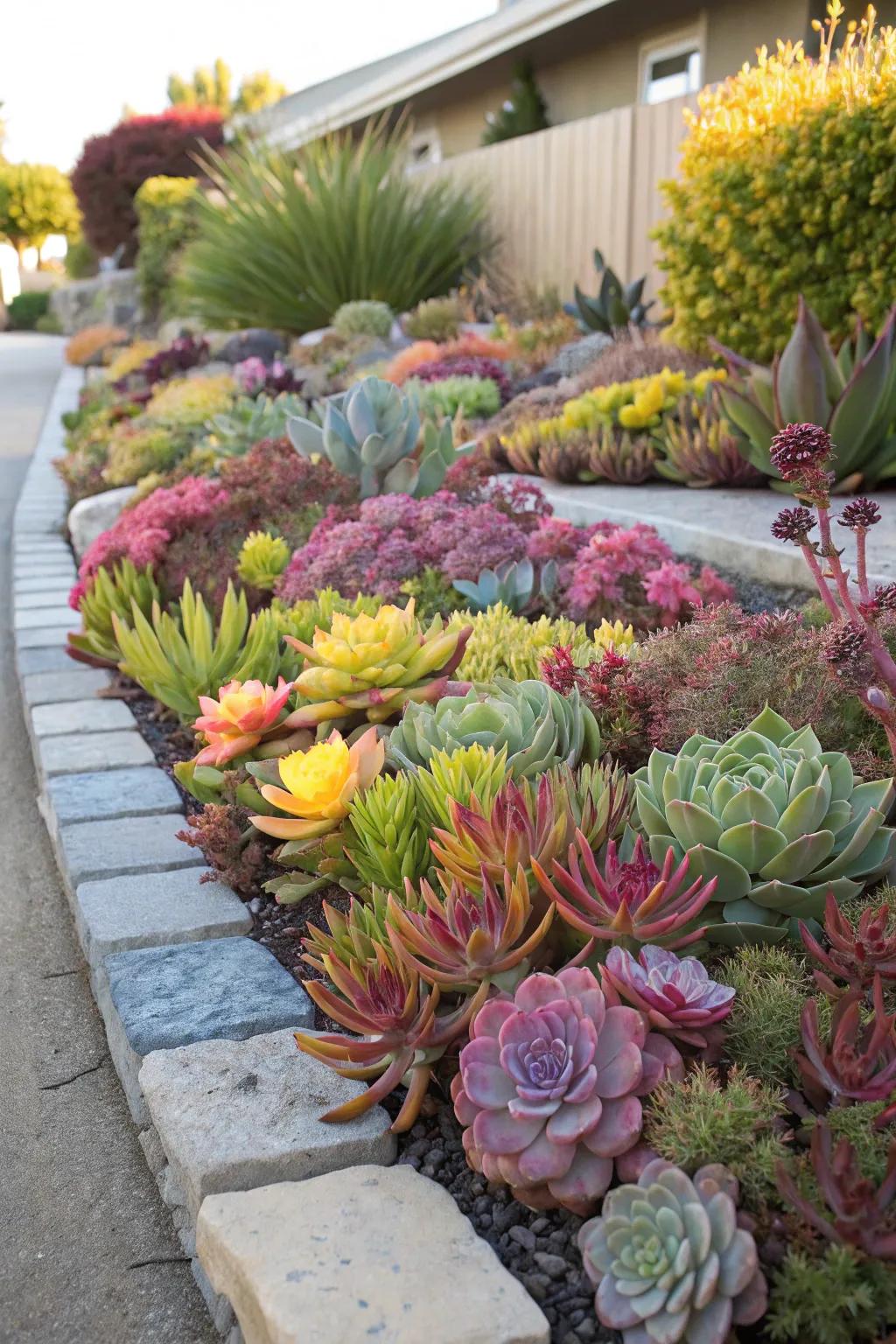 A space alive with vibrant and contrasting succulent hues.