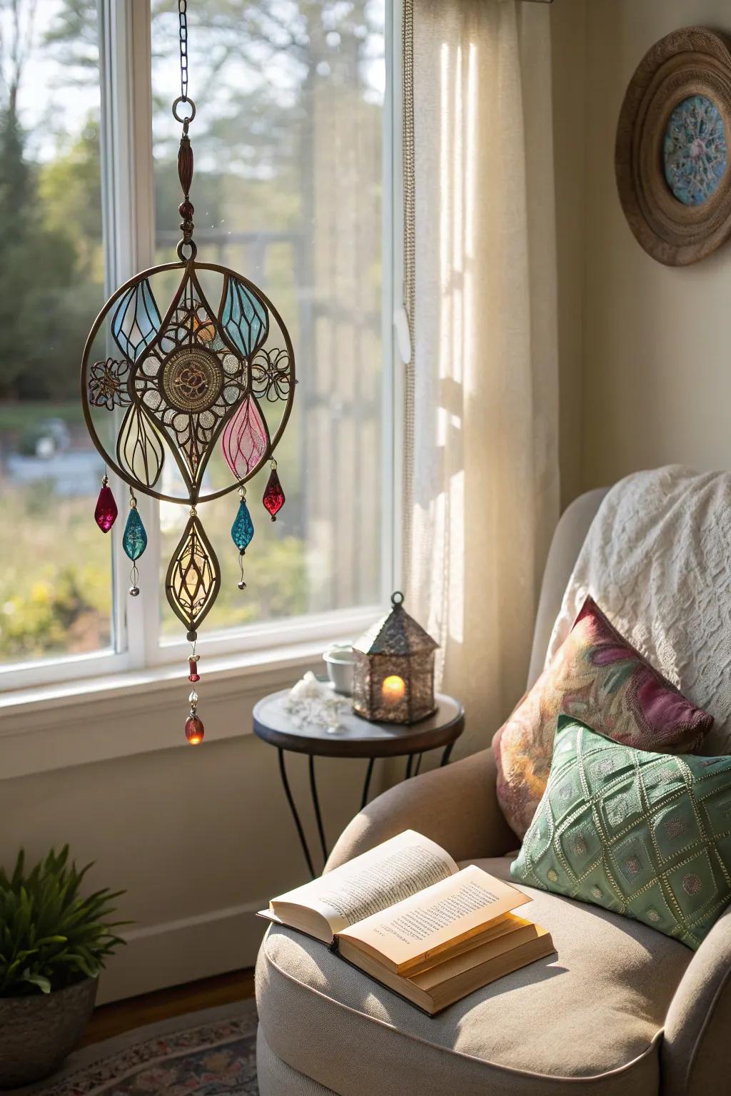Intricate elegance with wire-wrapped light catchers.