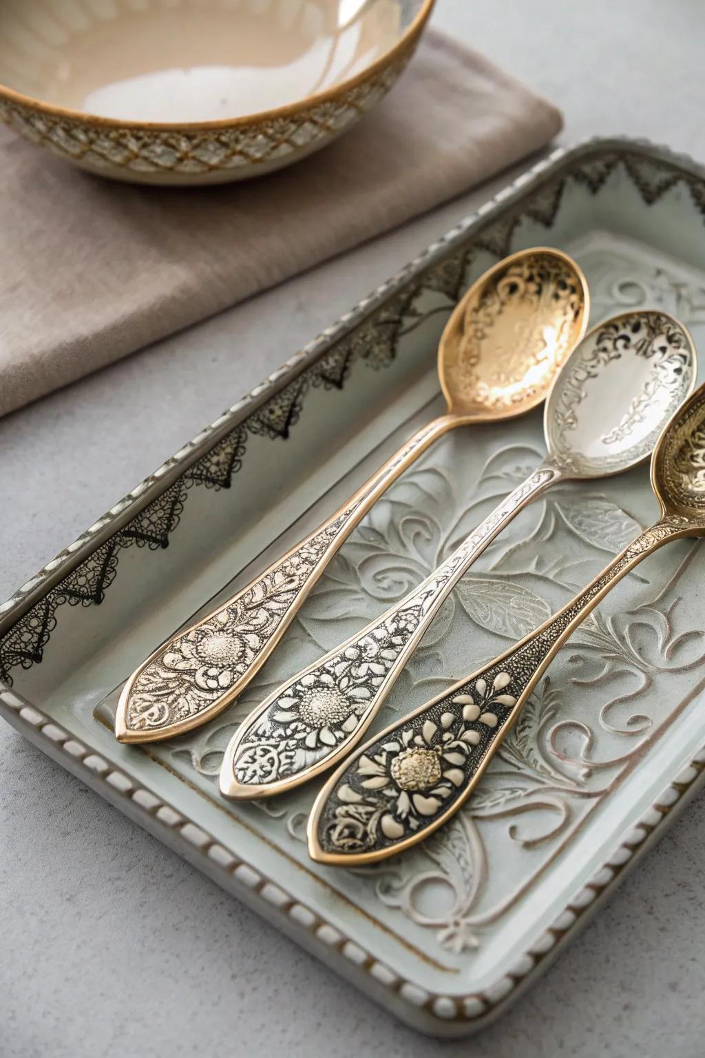 Decorative spoons add charm to any tea set.