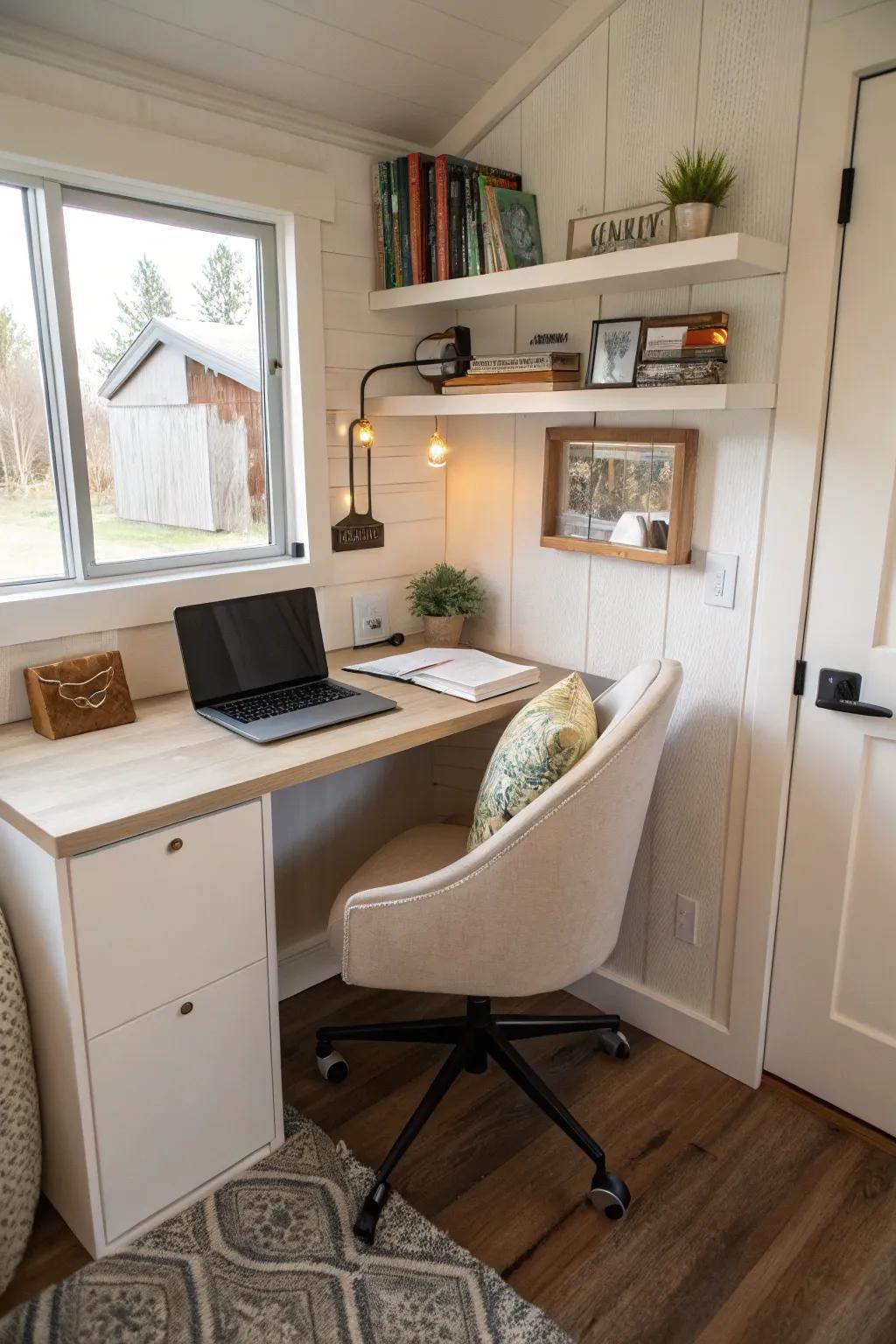 Effective workspaces harmonize seamlessly within tiny homes.
