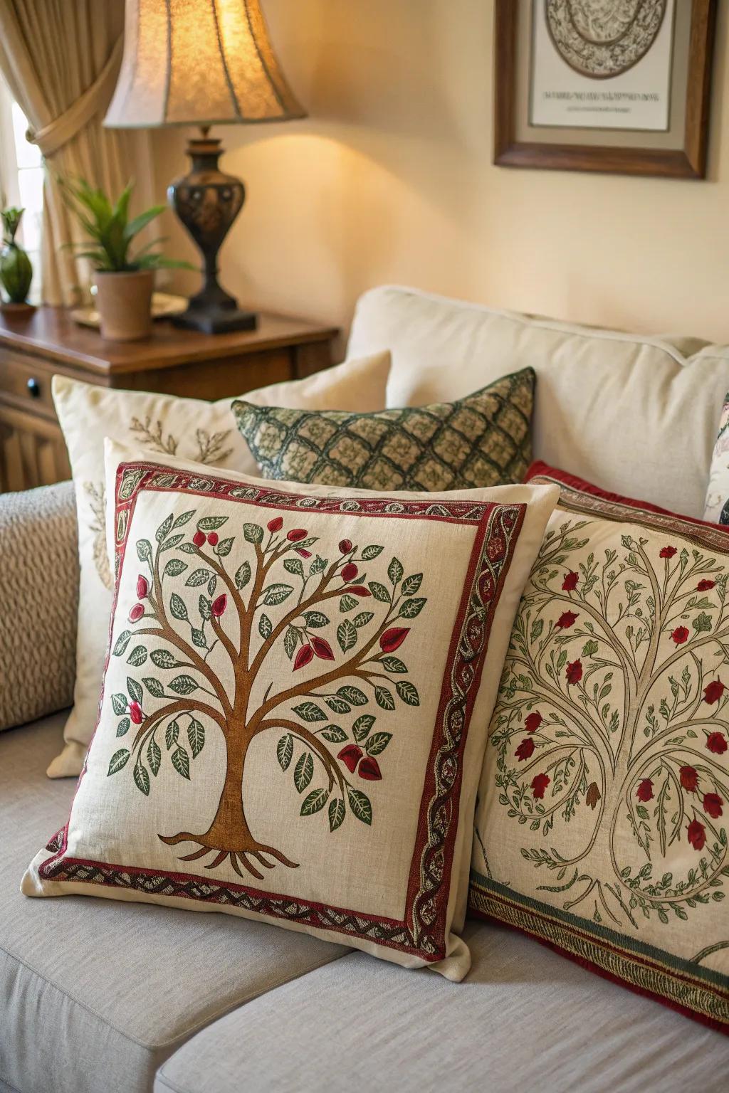 Arbor Vitae cushion covers give a cozy sofa design and comfort.