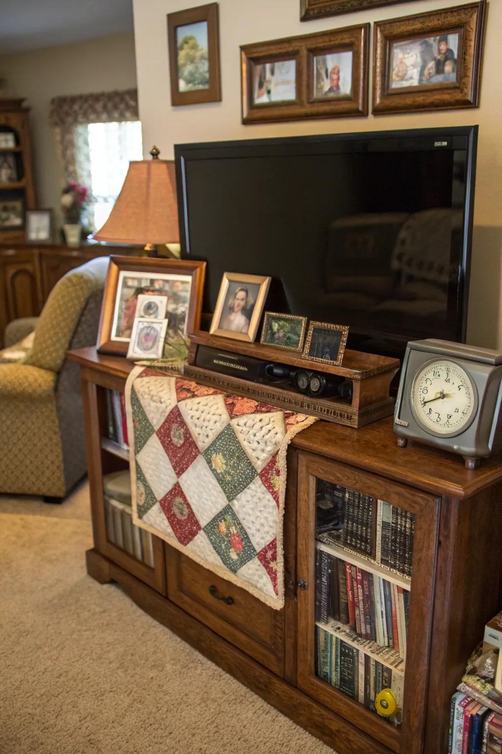 Individual treasures adding warmth and personality to your TV stand.