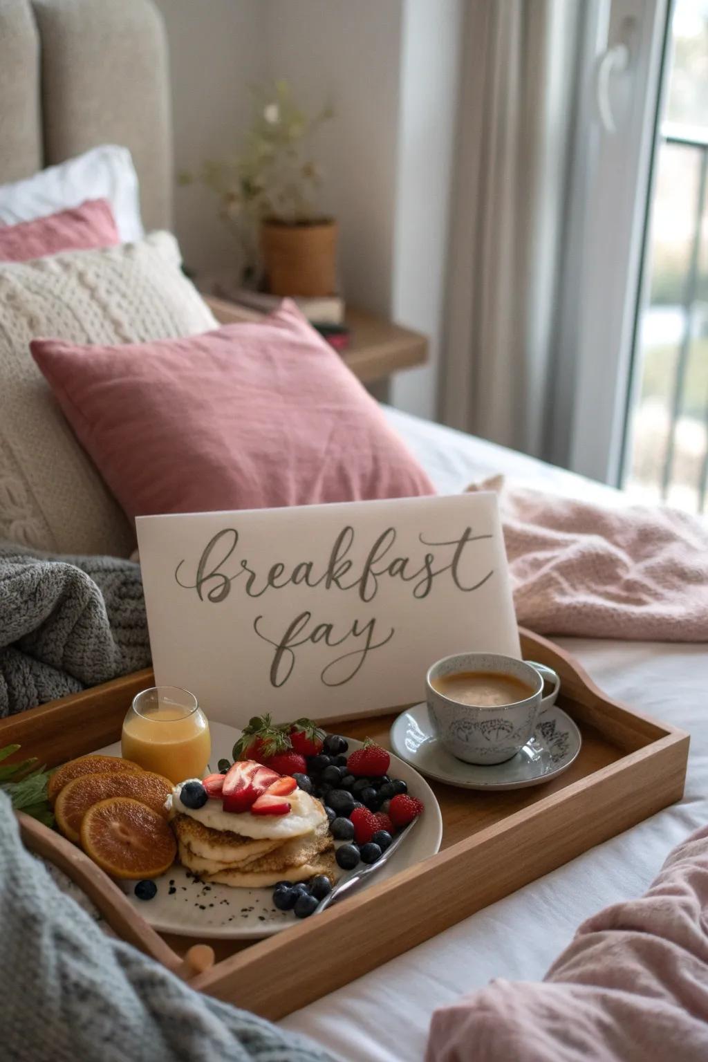 Commence the day by offering a delightful breakfast in bed.