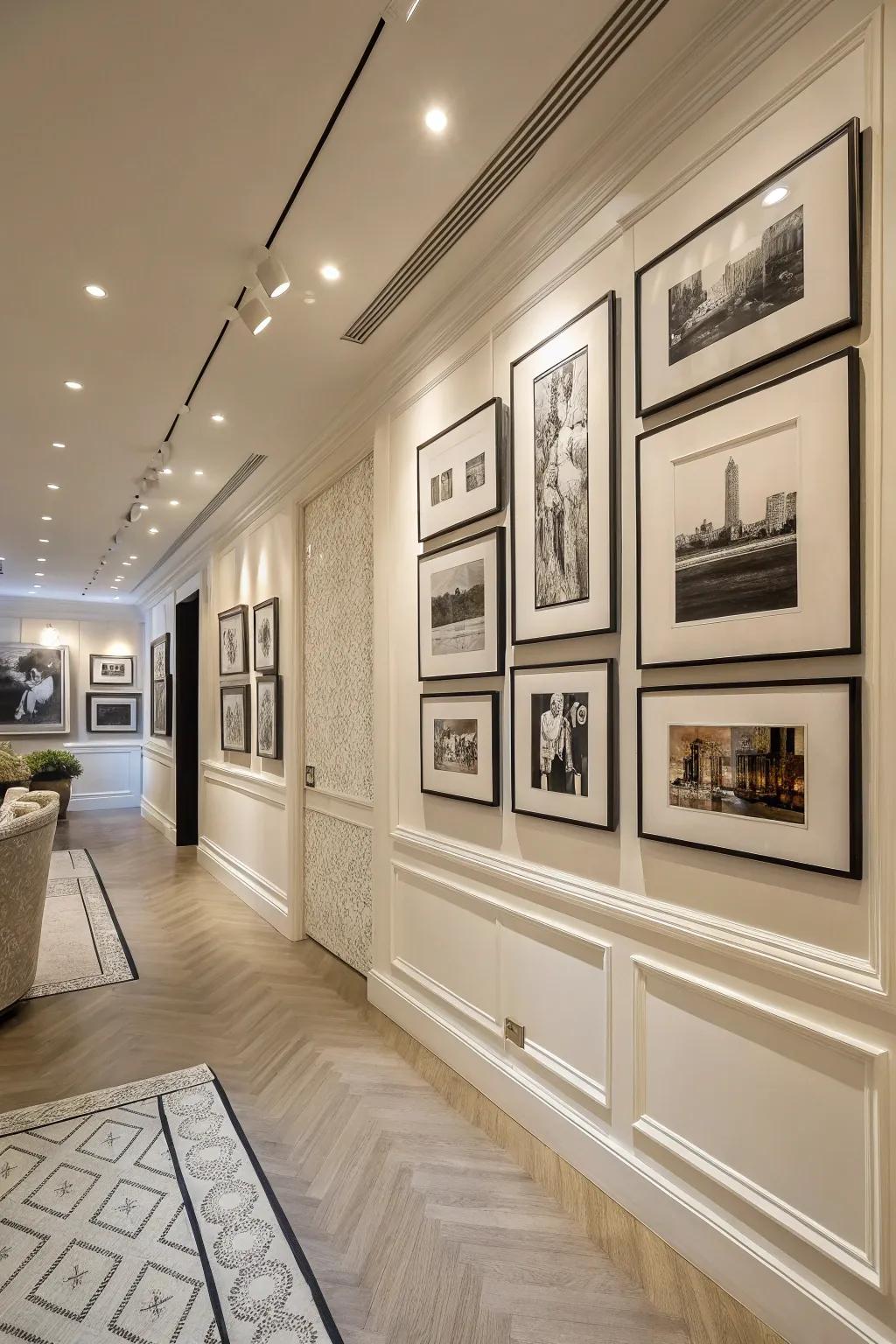 A timeless monochromatic gallery design