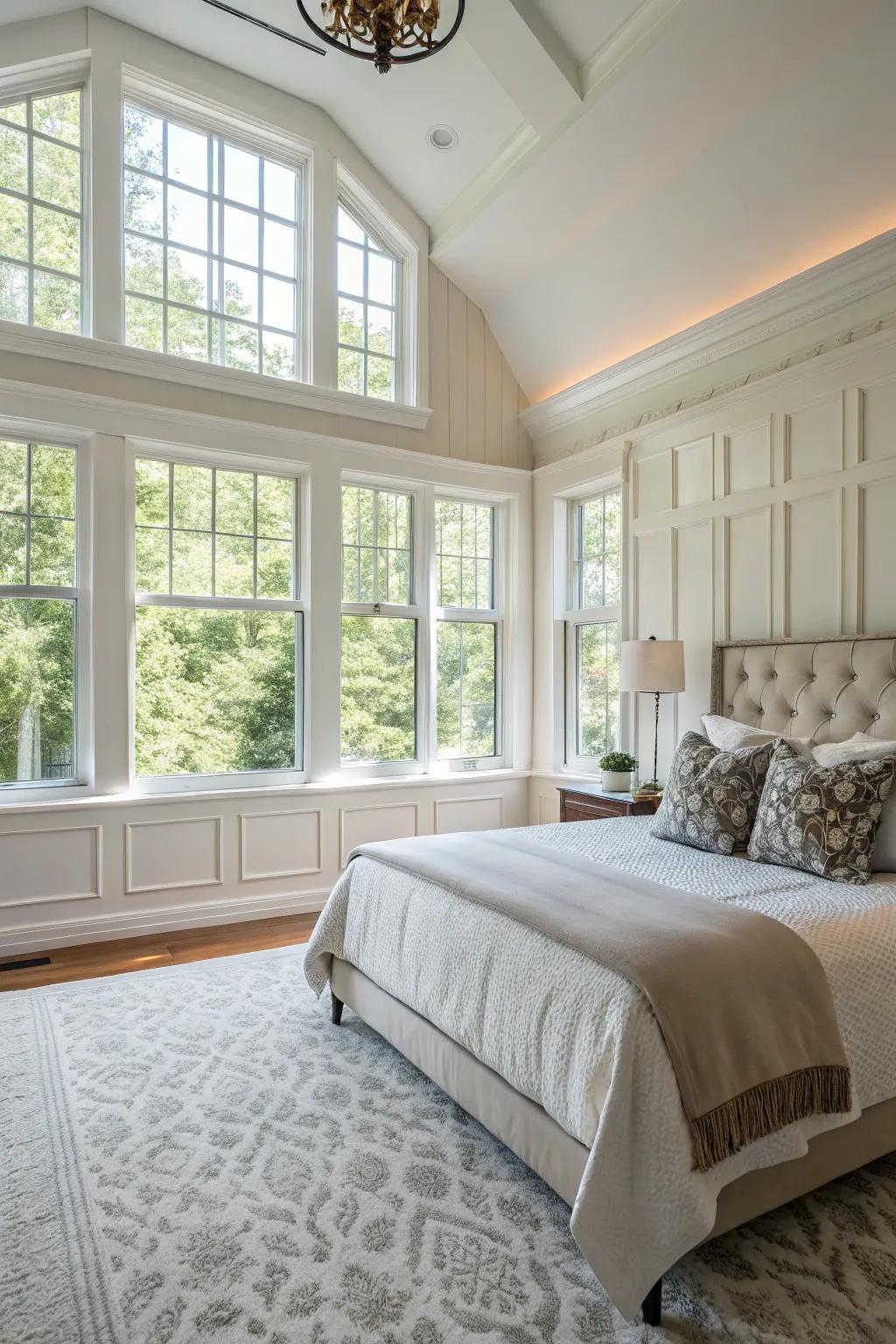 Natural brilliance enhances the beauty of paneling in your bedroom.