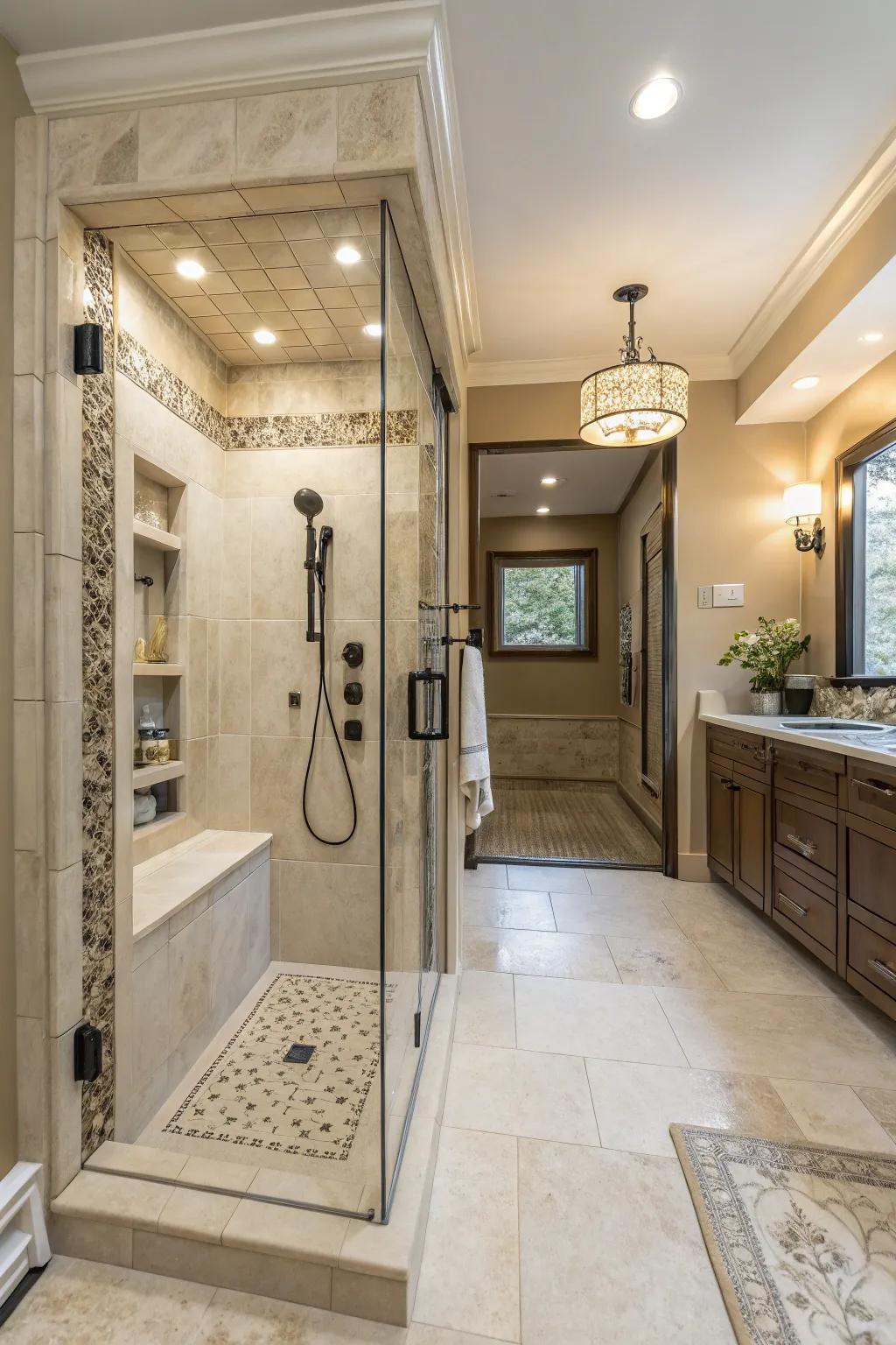 A water conditioner ensures gentle showers.