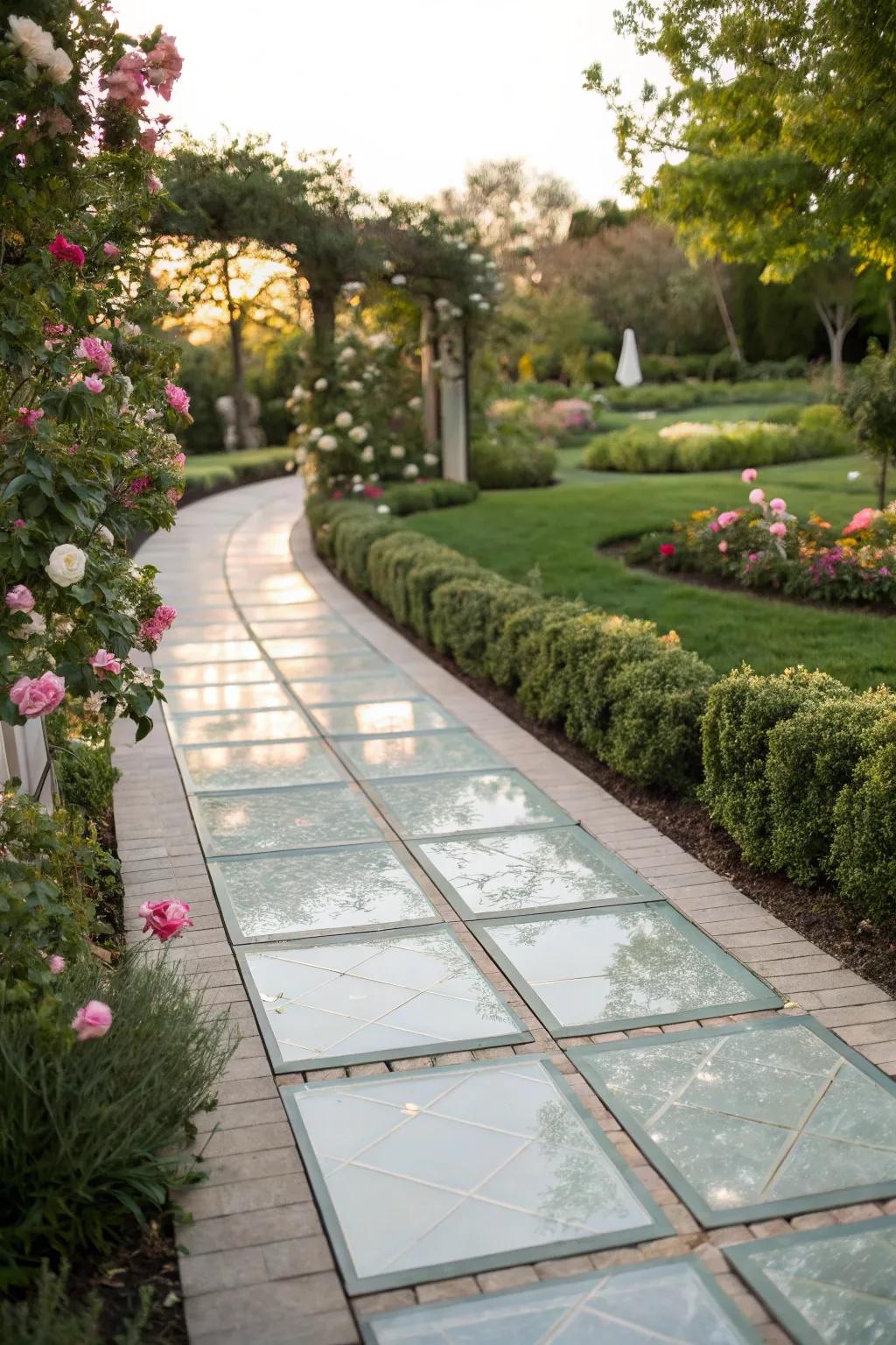 Crystal flagstones inject a contemporary spin into your garden walkway.